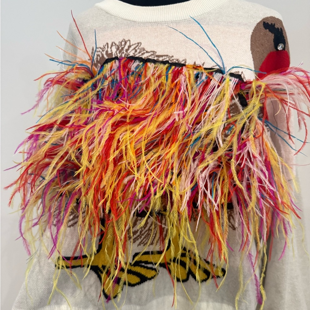 Queen of sparkles feather turkey sweater size medium worn once new condition - Picture 4 of 6